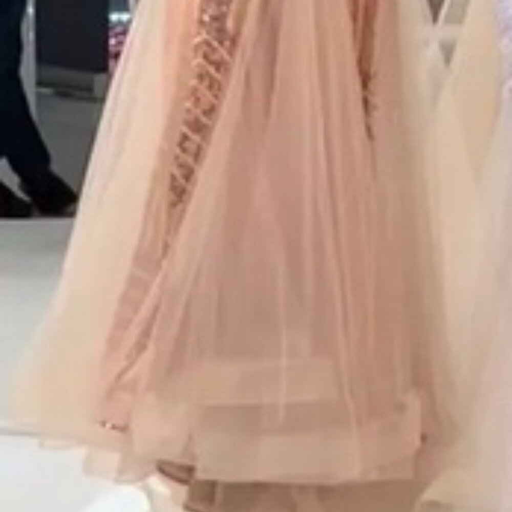 Jasz Couture Nude Copper Sequin Tulle Skirt Mermaid Gown - Picture 6 of 6